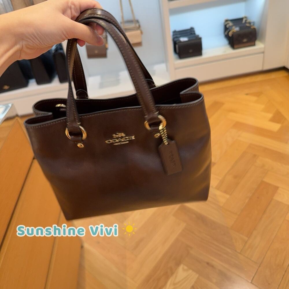 NWT Coach Station Carryall Bag CET29 crinkle leather/Gold/Maple
